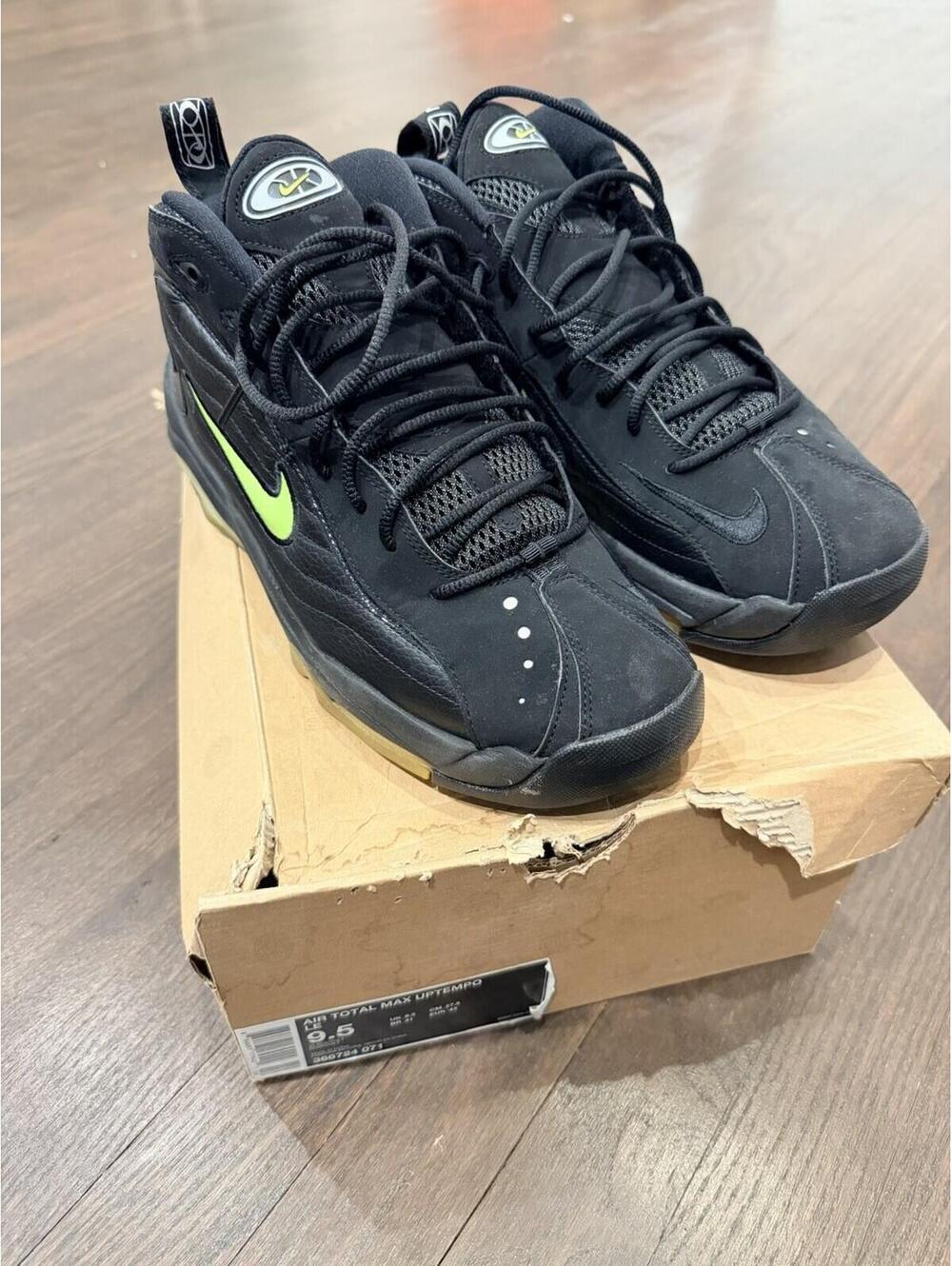 Size 9.5 - Nike Air Total Max Uptempo LE Black Volt (DAM BOX) See Pics RARE 🔥🔥